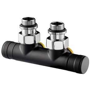 Узел угловой SR Rubinetterie Tondera 50 мм, запорный 1/2"х3/4" Е, черный